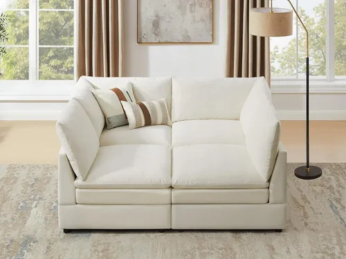 Miniatura 12 de VANOMi Sofá Seccional Modular Cloud de 127" para Sala de Estar, Sofá Cama Moderno de Gran Tamaño con Asiento Profundo y Otomana de Cojín Grueso