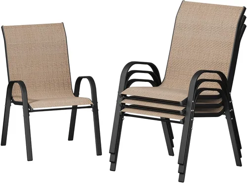 Miniatura 25 de UDPATIO Patio Chairs Set of 2, Stackable Silver Outdoor Dining Chairs with High Back, Breathable Textilene Fabric Outdoor Chair All Weather, for