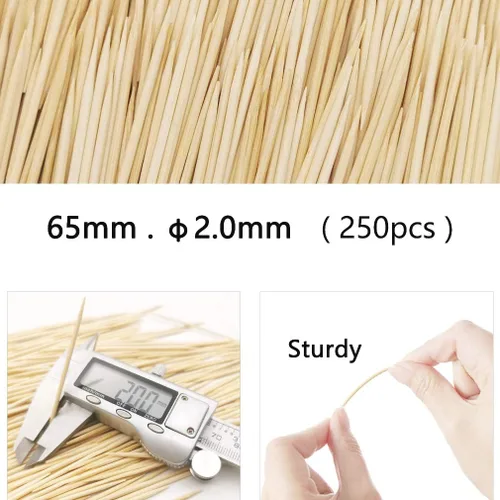 Miniatura 2 de BLUE TOP Palillos de dientes de madera de bambú, 1000 unidades en 4 botellas de 250, soporte redondo resistente para palillos de dientes de doble