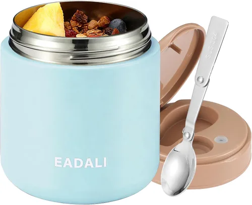 Miniatura 13 de Eadali Tarro de comida para niños de 15.2 onzas para comida caliente, contenedor de almuerzo aislado al vacío con interior de acero inoxidable 316