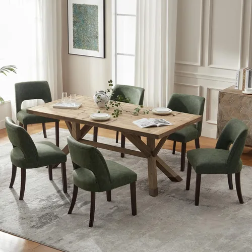 Miniatura 20 de VKNOW Juego de 2 sillas de comedor modernas, tapizadas de piel sintética, sillas de comedor, sillas de cocina, sillas de cena de granja para cocina