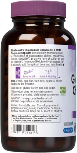 Miniatura 3 de Bluebonnet Nutrition Glucosamina condroitina Plus MSM, glucosamina, sulfato de condroitina, vitamina C y OptiMSM, salud ósea y articular, sin OMG