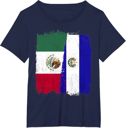 Miniatura 20 de Camiseta con la bandera mexicana de El Salvador con la mitad de la bandera mexicana de El Salvador