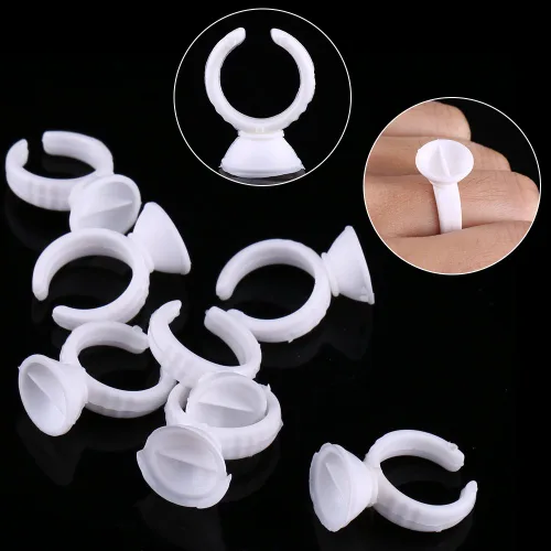 Miniatura 4 de Sonew Paquete de 100 anillos de tinta desechables Microblading Pigmento Pegamento Copa Semi Permanente Maquillaje Pestañas Cejas Tinta Pequeño