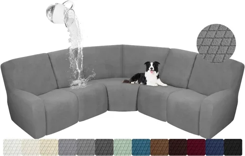 Miniatura 21 de ALIECOM Funda para Consola Central de Sillón Reclinable, Funda Elástica para Sofá Seccional Reclinable en Forma de L, Funda de Esquinas para Sofá