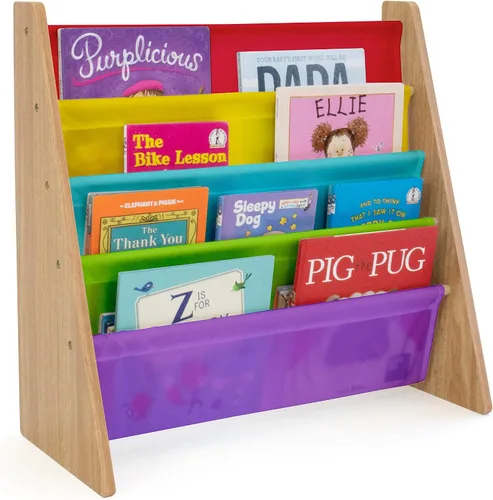 Miniatura 9 de Tot Tutores WO697 Colección de amigos, librería de almacenamiento en bastidor de libros para niños, blanco, rosa y púrpura, Madera maciza