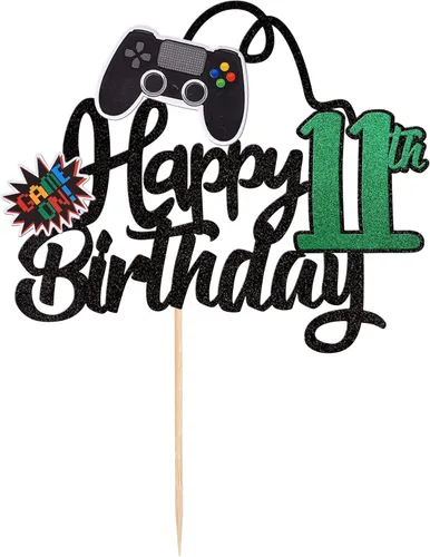Miniatura 14 de 1 PCS Decoración para Pastel de Videojuegos Feliz Cumpleaños 14 con Purpurina, Palillo Decorativo de Pastel de Videojuegos Game On Controladores