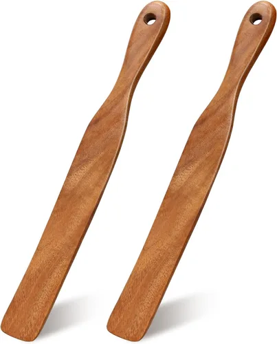 Miniatura 8 de Juego de 3 espátulas de madera de teca para masa madre, herramientas de cocina, espátula de pan plana, espátula para utensilios de cocina, juego