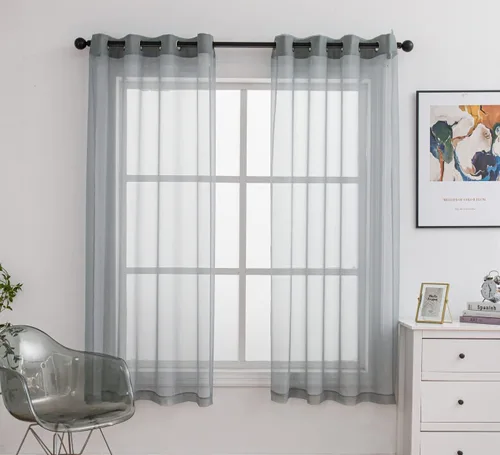 Miniatura 87 de PI - Cortinas traslúcidas con paneles pequeños, cortina transparente para ventana de cocina, mirador, 2 paneles