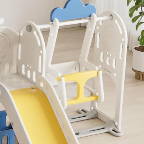 Miniatura 7 de Juego para exteriores 11 en 1 con tobogán y columpio, parque infantil interior para niños, con aro de baloncesto, pasillo extralargo, tobogán