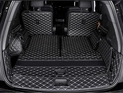 Tapete de suelo personalizado para maletero de mascotas y perros, para Cadillac XT6, 8 piezas en total (6 asientos, negro)