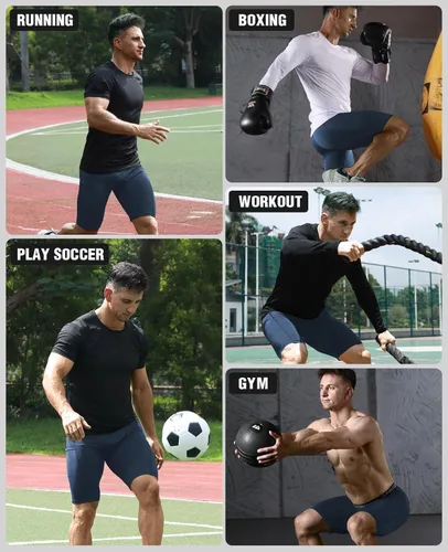 Miniatura 6 de Niksa Paquete de 2/4 pantalones cortos de compresión para hombre con bolsillo, pantalones cortos de elastano para correr, deportes, atletismo