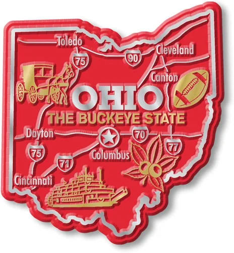 Ohio Giant State Magnet de Classic Magnets, 3 x 3.3 pulgadas, recuerdos coleccionables de goma 3D estilo vintage y regalos fabricados en los Estados