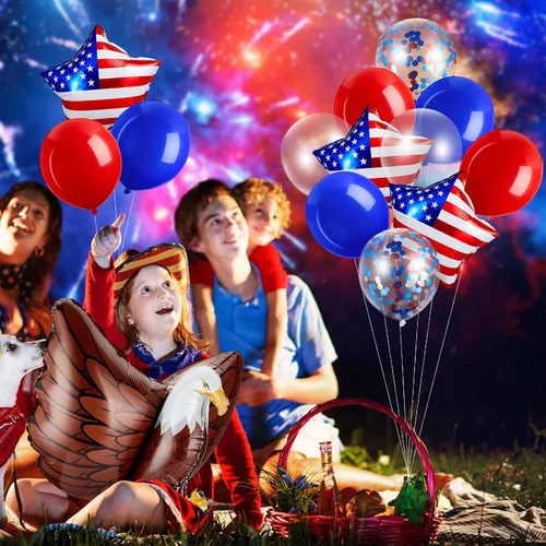 Miniatura 7 de 24 globos patrióticos de águila con el número 250 aniversario, globos rojos, blancos y azules, decoraciones de fiesta del 4 de julio, globos grandes