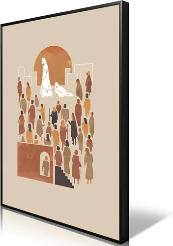 OAOPIC Póster de aluminio negro con marco de Jesús, mujer, curado, con escritura, lienzo, arte de pared, versos de la Biblia, pintura impresa,