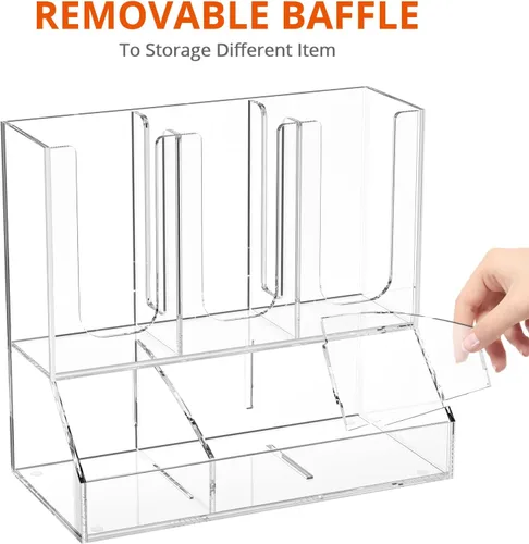 Miniatura 3 de Richboom Organizador de tazas y tapas, 6 compartimentos con 2 separadores extraíbles, estación de café, dispensador de tazas, organizador