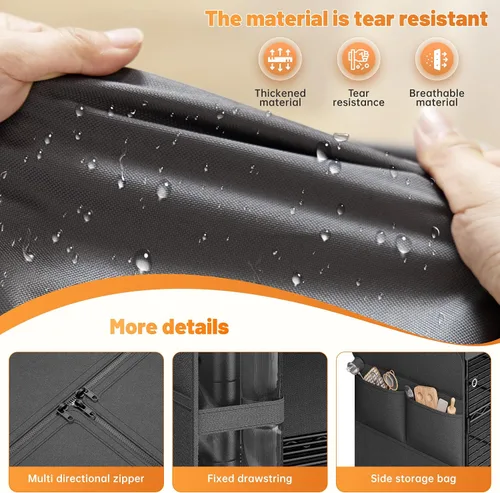 Miniatura 7 de REIBII Estantes de almacenamiento de 72.8 pulgadas de alto con cubierta y ruedas, estantería de alambre de metal resistente para despensa, cocina