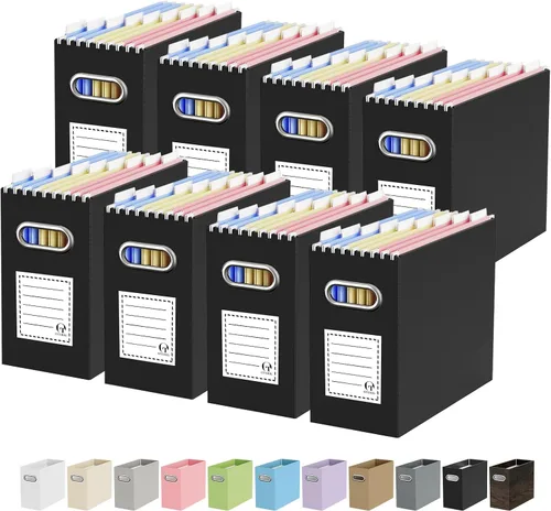 Miniatura 7 de Oterri Caja organizadora de archivos de cartón para colgar carpetas de archivos, tamaño carta, caja de archivos para escritorio de computadora