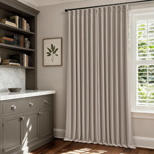 Miniatura 13 de Juego de 2 paneles de cortinas plisadas negras de 80 pulgadas para sala de estar, cortinas plisadas de lino con forro de 80 pulgadas de largo, 100%