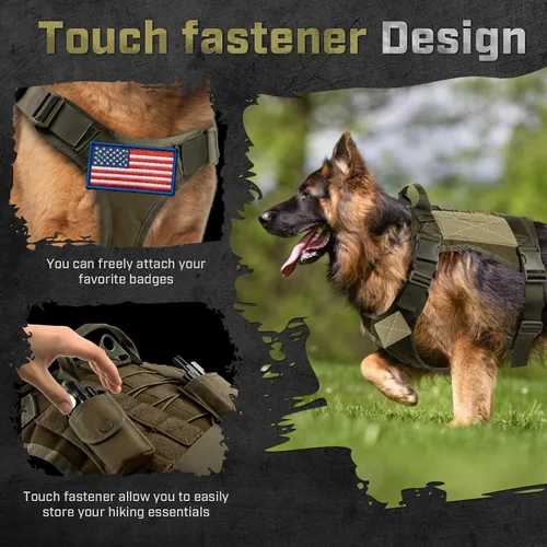 Miniatura 3 de Arnés táctico para perros grandes, ajustable sin tirones, chaleco para perro de servicio adecuado para entrenamiento, caminar y viajar, arnés