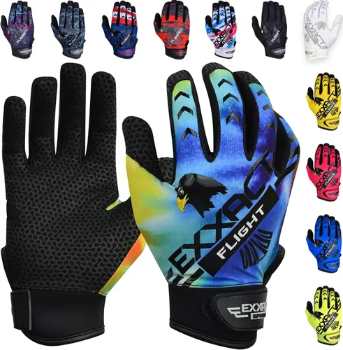 Miniatura 9 de Exxact Sports Guantes de bateo de béisbol para jóvenes y adultos con palma de cuero texturizada, guantes de bateo de sóftbol para mujeres/hombres