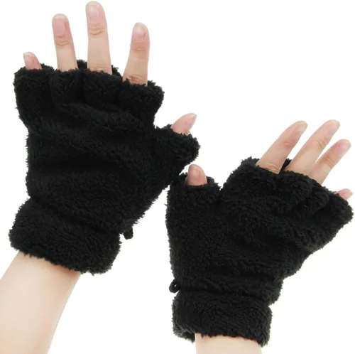 Miniatura 7 de FakeFace Lindos guantes de felpa de piel sintética sin dedos para niñas y mujeres