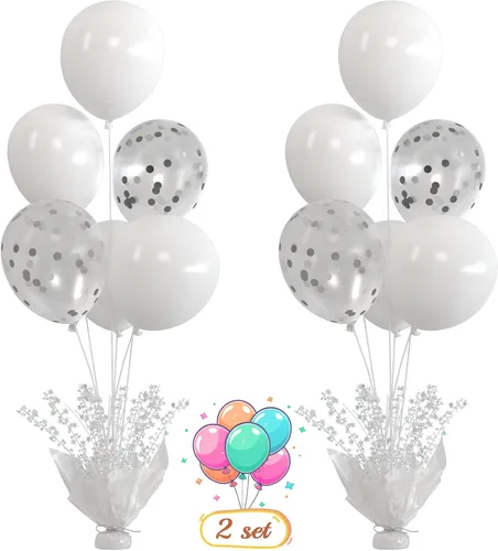 Miniatura 25 de 2 Juego de Globos de Mesa Negros con Spray de Aluminio para Centro de Mesa con Globos Negros y de Confeti, Kit de Soporte para Decoración de Mesa