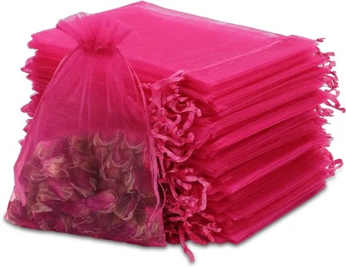 Miniatura 10 de Kslong 100 bolsas pequeñas de malla con cordón de 3 x 4, bolsas de organza transparente con cordón para joyas, bolsas de malla para fiestas de boda