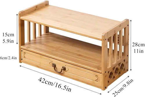 Miniatura 2 de HM&DX Mesa de meditación de altar con cajón de almacenamiento, mesa de altar espiritual de bambú, mesa budista relajante para oraciones