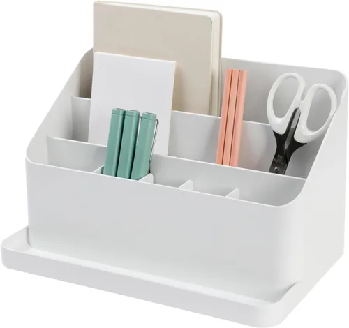 Miniatura 7 de BLUE GINKGO Bandeja de escritorio – Organizador fabricado en Corea para notas, bolígrafos, lápices y accesorios (doble cara, beige)