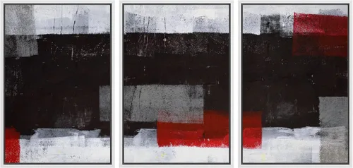 Miniatura 57 de wall26 Lienzo enmarcado para pared, juego de arte con trazos de pintura roja y naranja vibrante, paisaje, formas abstractas, ilustraciones, arte