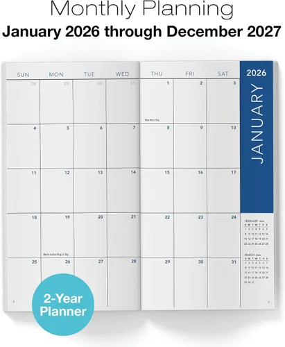 Miniatura 2 de Planificador Mensual de Bolsillo de 2 Años/Calendario de Bolsillo, 8.9 cm x 16.5 cm, 2026-2027: Planificador Semanal/Agenda Semanal/Organizador