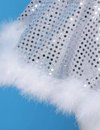 Miniatura 7 de JEATHA Disfraz de tutú de lentejuelas brillantes con cuello halter para niños y niñas, muñeco de nieve, patinaje artístico, ballet