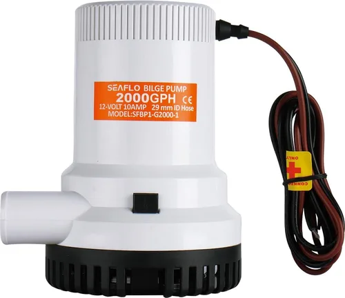 Miniatura 3 de Bomba de achique SEAFLO Serie 01 de 2000 GPH – 12V, salida de 1-1/8", bomba sumergible marina con protección anti-airlock, certificada CE y Rohs