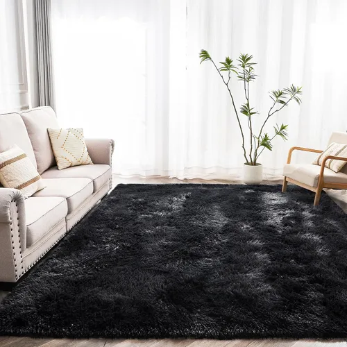 Miniatura 15 de Awaytail Alfombra Esponjosa Lavable 2x3 Pies, Pura Negra Alfombra para Silla de Escritorio Antideslizante, Alfombra Supersuave para Niños