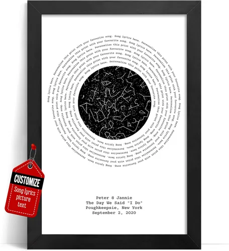 Miniatura 33 de VICILO Póster personalizado con letras de canciones, lienzo para decoración de pared, acordes de canción perfecta, regalo de aniversario de un año