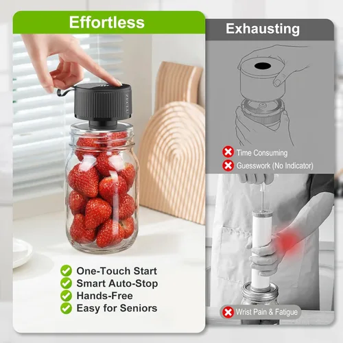 Miniatura 2 de Electric Mason Jar Vacuum Sealer Kit, Automatic Jar Sealer for Wide and Regular Mouth Mason Jars, Portable Cordless Vacuum Sealer for Canning and