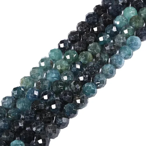 Miniatura 14 de Cuentas redondas facetadas de aguamarina natural de 4mm cuentas sueltas de 16 pulgadas para hacer joyas con cuentas