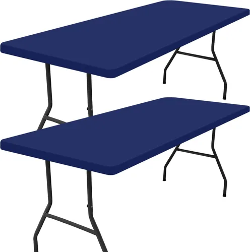 Miniatura 30 de Smiry - Mantel rectangular de vinilo con respaldo de franela elástica ajustada para mesas plegables de 2 pies, manteles impermeables y lavables