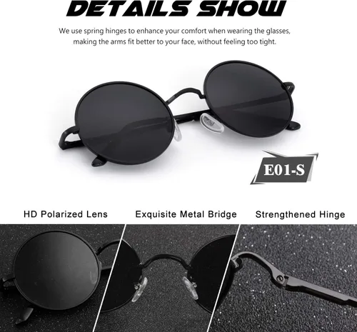 Miniatura 94 de CGID Gafas de sol unisex polarizadas redondas E01 Lennon