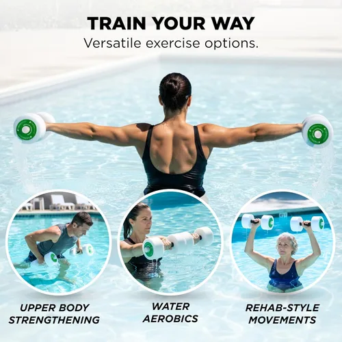 Miniatura 6 de THERABAND Water Weights, Aquatic Dumbbells for Pool Fitness, 2 Foam Weights with Padded Grip for Water Aerobics, Therapy, Workouts, Pool Exercise