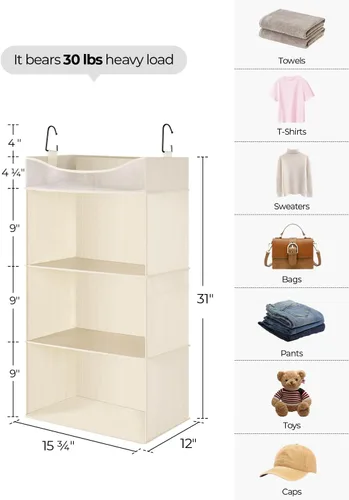 Miniatura 3 de StorageWorks Organizador colgante de armario, estantes colgantes de armario de 3 estantes con estante superior, 15 ¾ de ancho x 12 pulgadas
