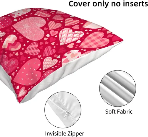 Miniatura 7 de AEIOAE - Juego de 2 fundas de almohada de San Valentín, de 16 x 16 pulgadas, rojo, con diseño de corazón de amor, fundas de almohada decorativas