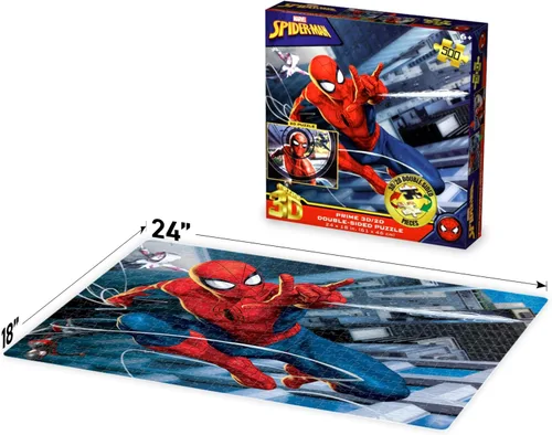 Miniatura 2 de Prime 3D Marvel Spider-Man - Rompecabezas 3D de 500 piezas para adultos y niños, actividad de movimiento y profundidad de 24 x 18 pulgadas, regalo