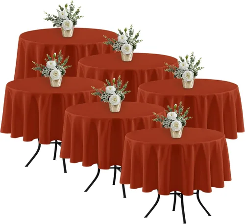 Miniatura 42 de Fitable - Paquete de 6 manteles redondos blancos - 120 pulgadas de diámetro - Manteles resistentes a las manchas y lavables, manteles de poliéster