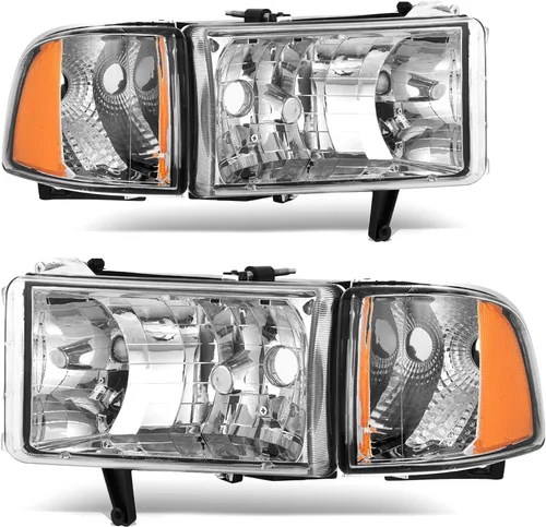 Miniatura 9 de DWVO Conjunto de faros delanteros compatible con Dodge Ram 1994-2001 1500/1994 1995 1996 1997 1998 1999 2000 2001 2002 Dodge Ram 2500 3500 Faros