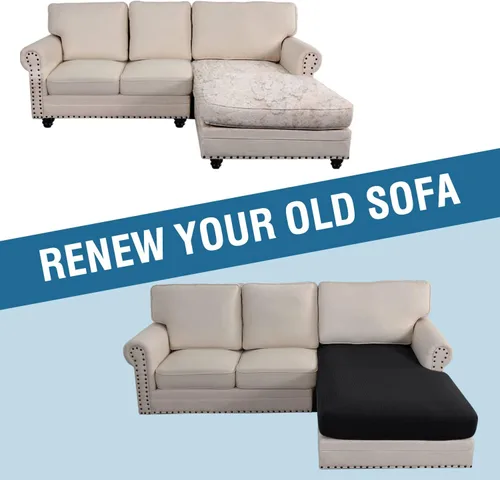 Miniatura 7 de H.Versailtex - Funda de sofá seccional de 1 pieza, funda deslizante para chaise con forma de L, funda de cojín separada para sofá seccional tanto