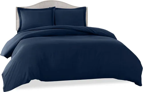 Miniatura 8 de Clara Clark Funda de edredón de microfibra ultra suave de doble cepillado, funda de edredón con cierre de botón y 2 fundas de almohada, color azul
