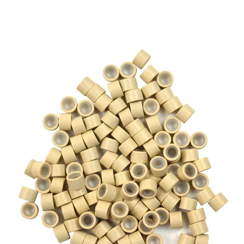 Miniatura 5 de 200 cuentas de oropel forradas de silicona de 0.157 in para extensiones de cabello (negro)