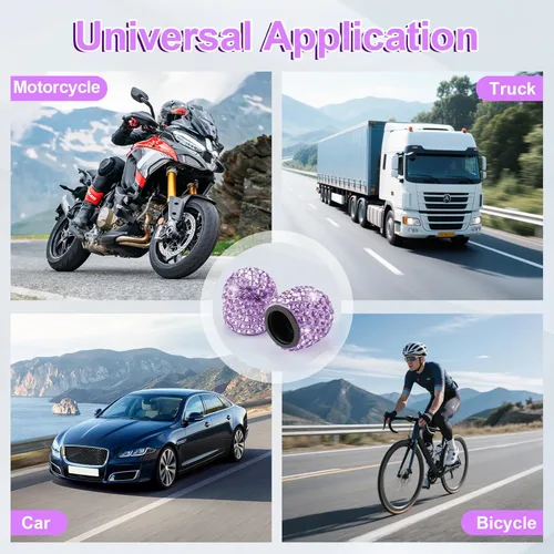 Miniatura 6 de JUSTTOP Paquete de 4 tapones de vástago de válvula de neumático de automóvil hechos a mano con cristales de diamantes de imitación, válvula